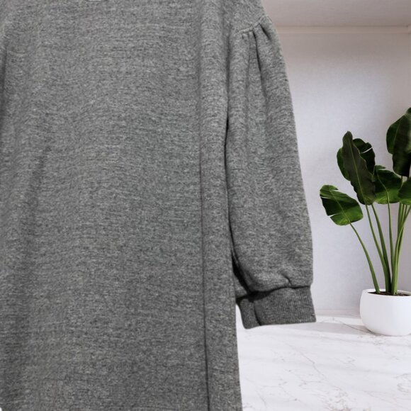 Madewell Heather Gray Sweatshirt Dress w/ Bubble Sleeves – Comfy & Cute - Picture 7 of 12